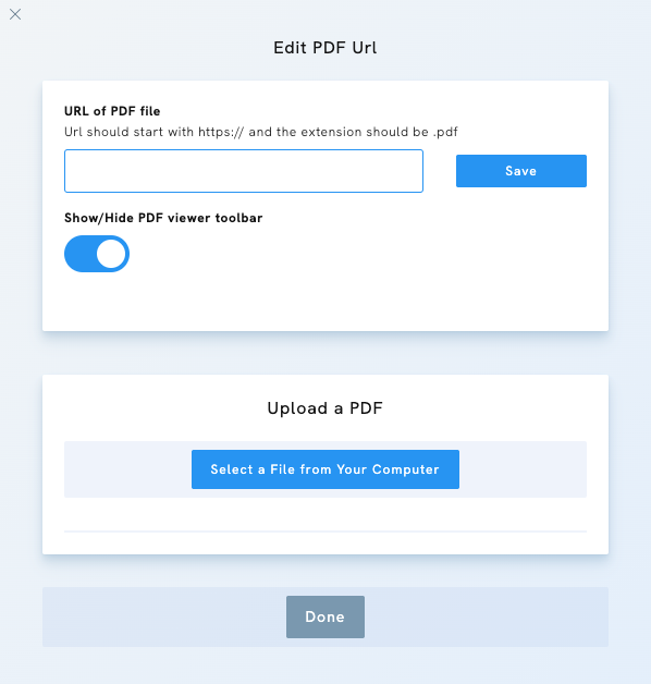 Upload a pdf file in your Portfoliobox Site