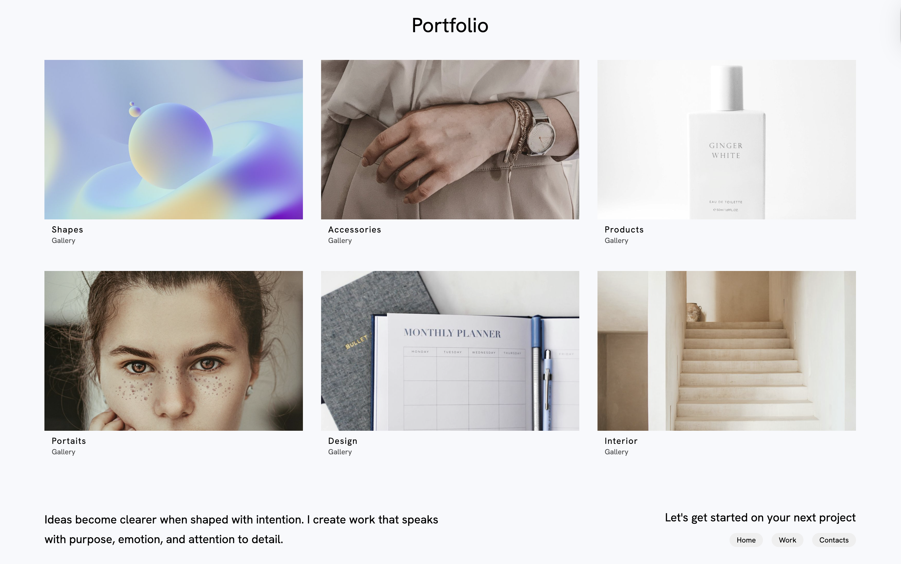 Sample pages for your portfolio website