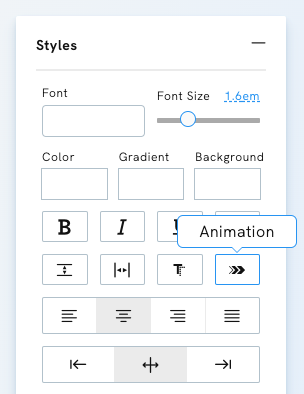 Tooltip in the style editor in Portfoliobox