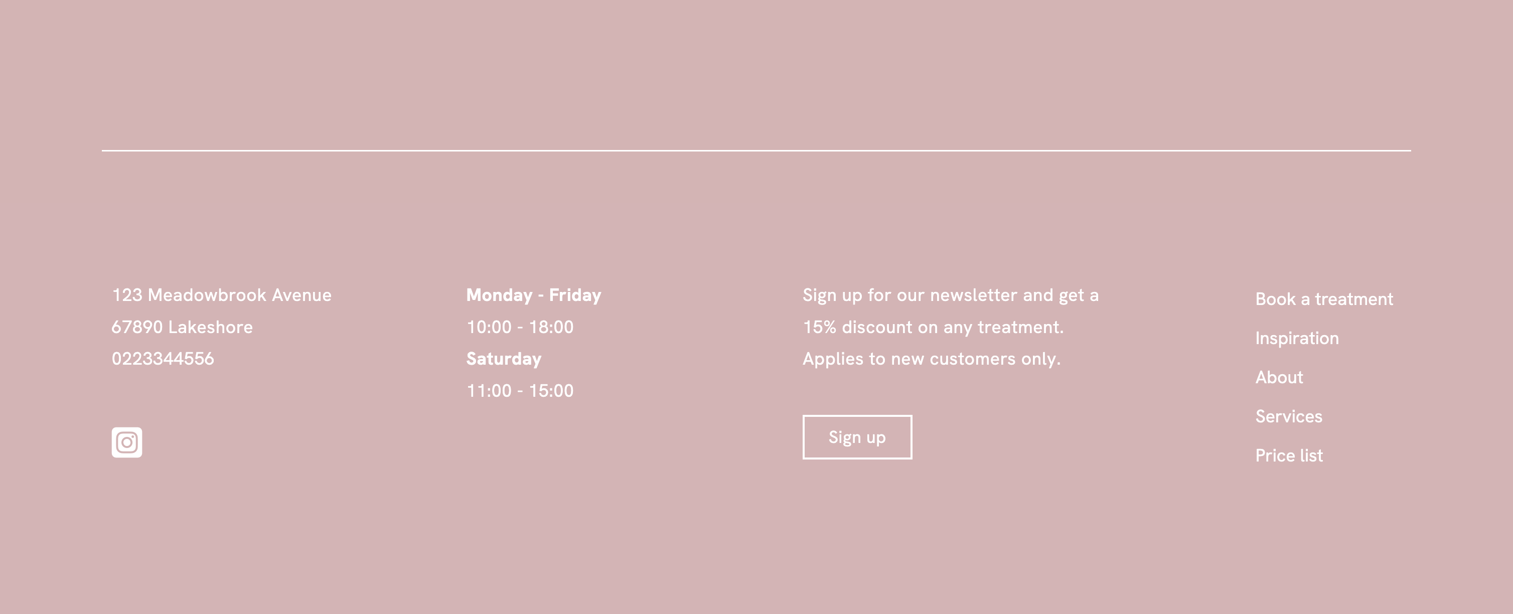 Footer example for Portfoliobox website
