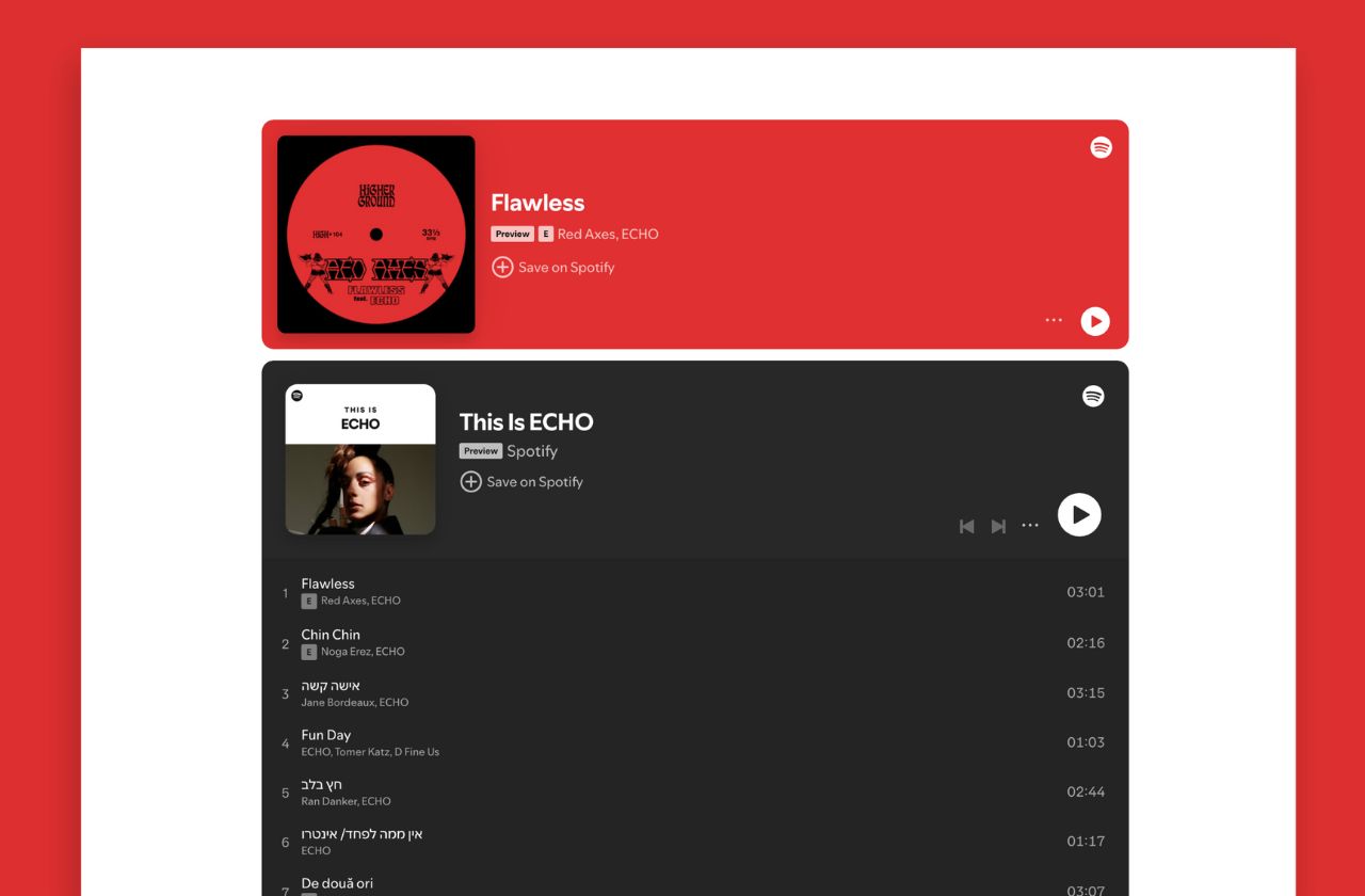 Listen Page with embed tracks  - Music Demo Site Portfoliobox