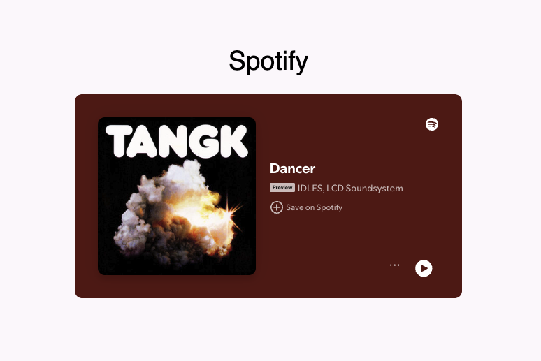 Spotify template Portfoliobox