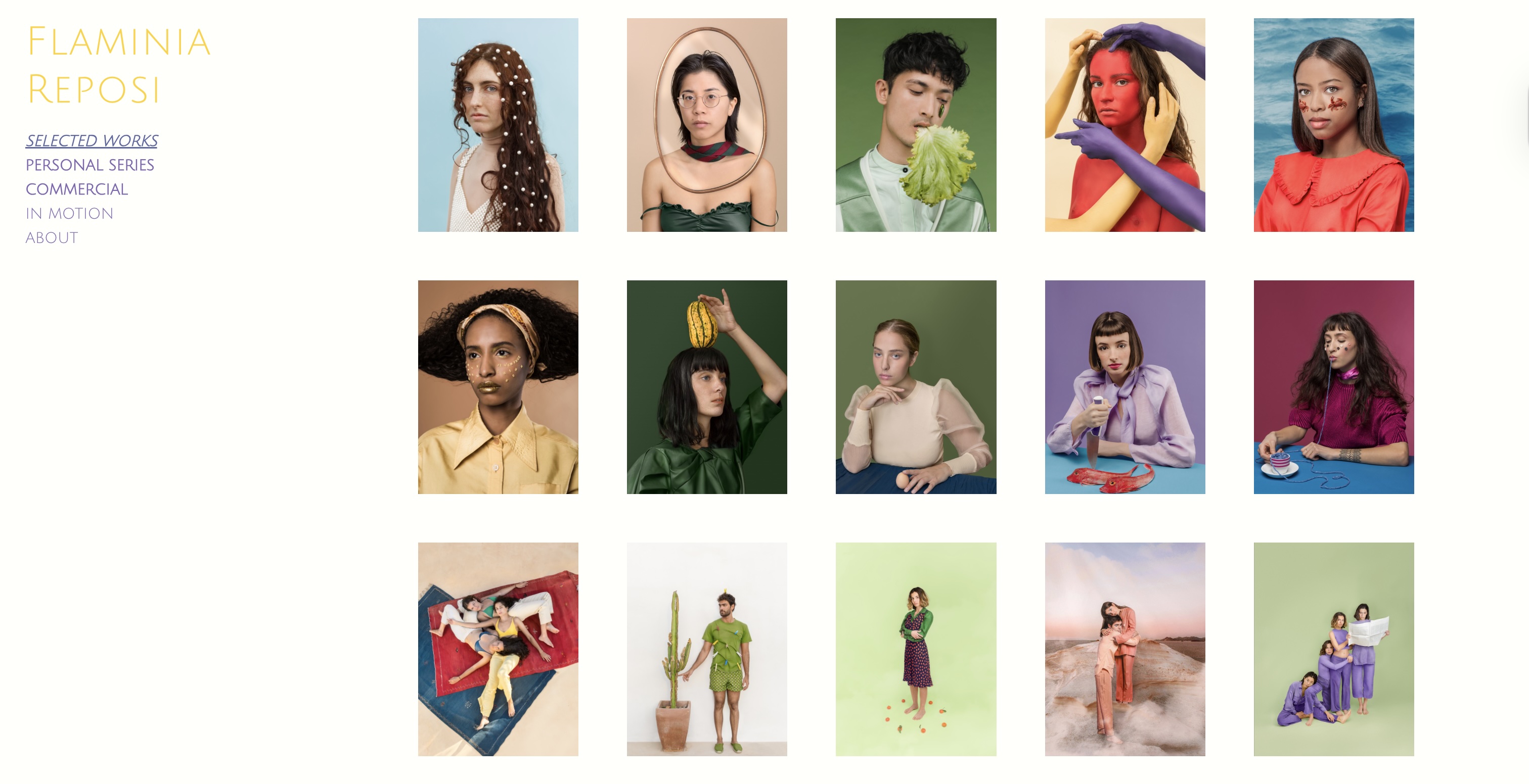 Gallery page of an artist portfolio website