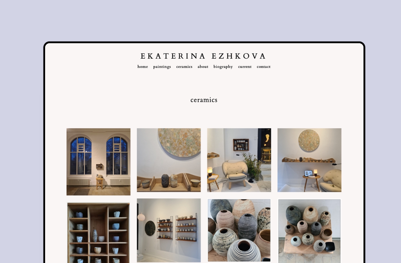 Example of ceramics portfolio website