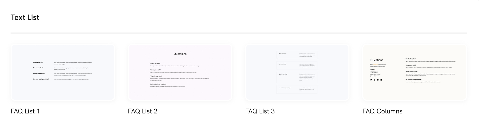 FAQ Template on Portfoliobox