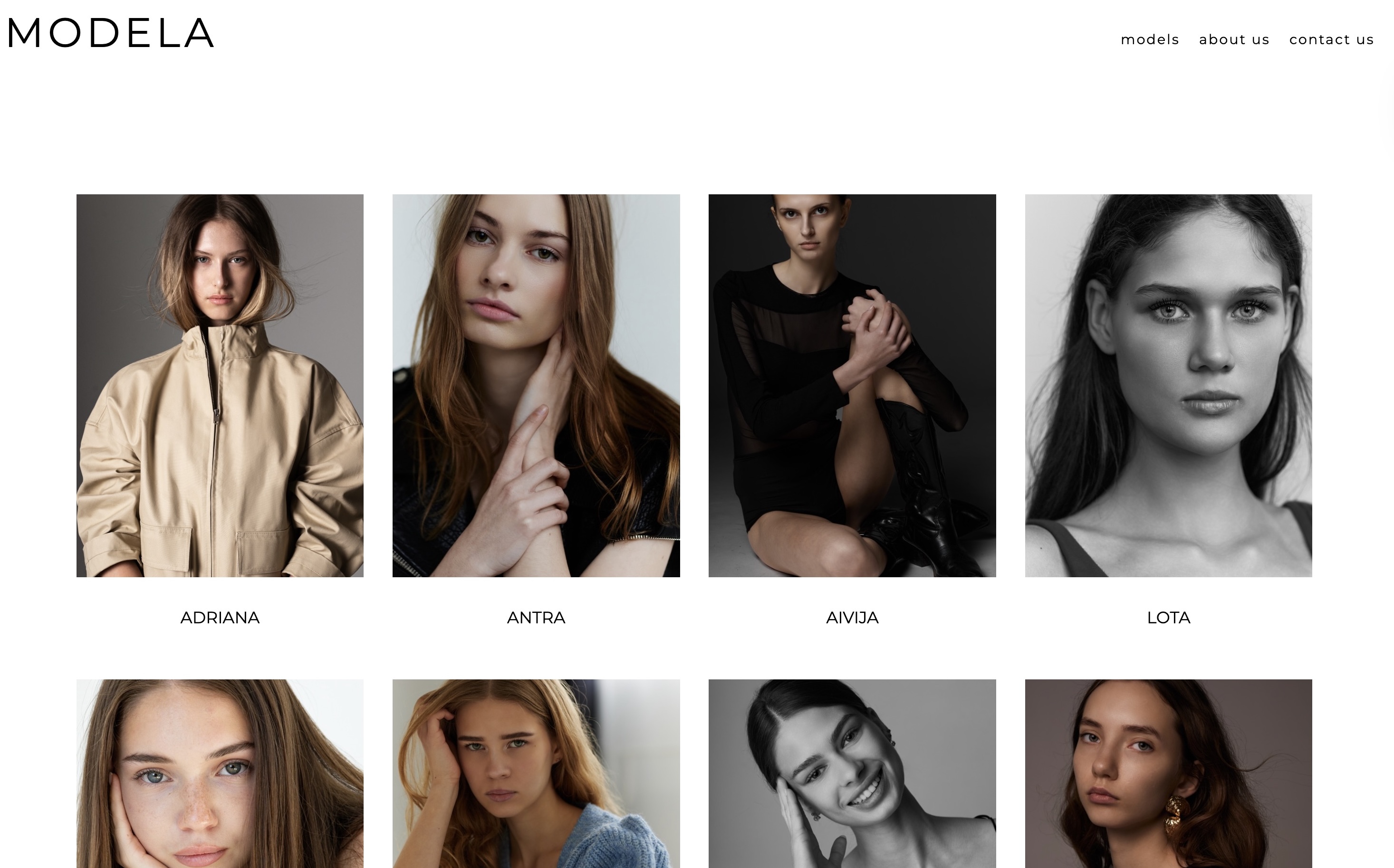 Model agency portfolio website