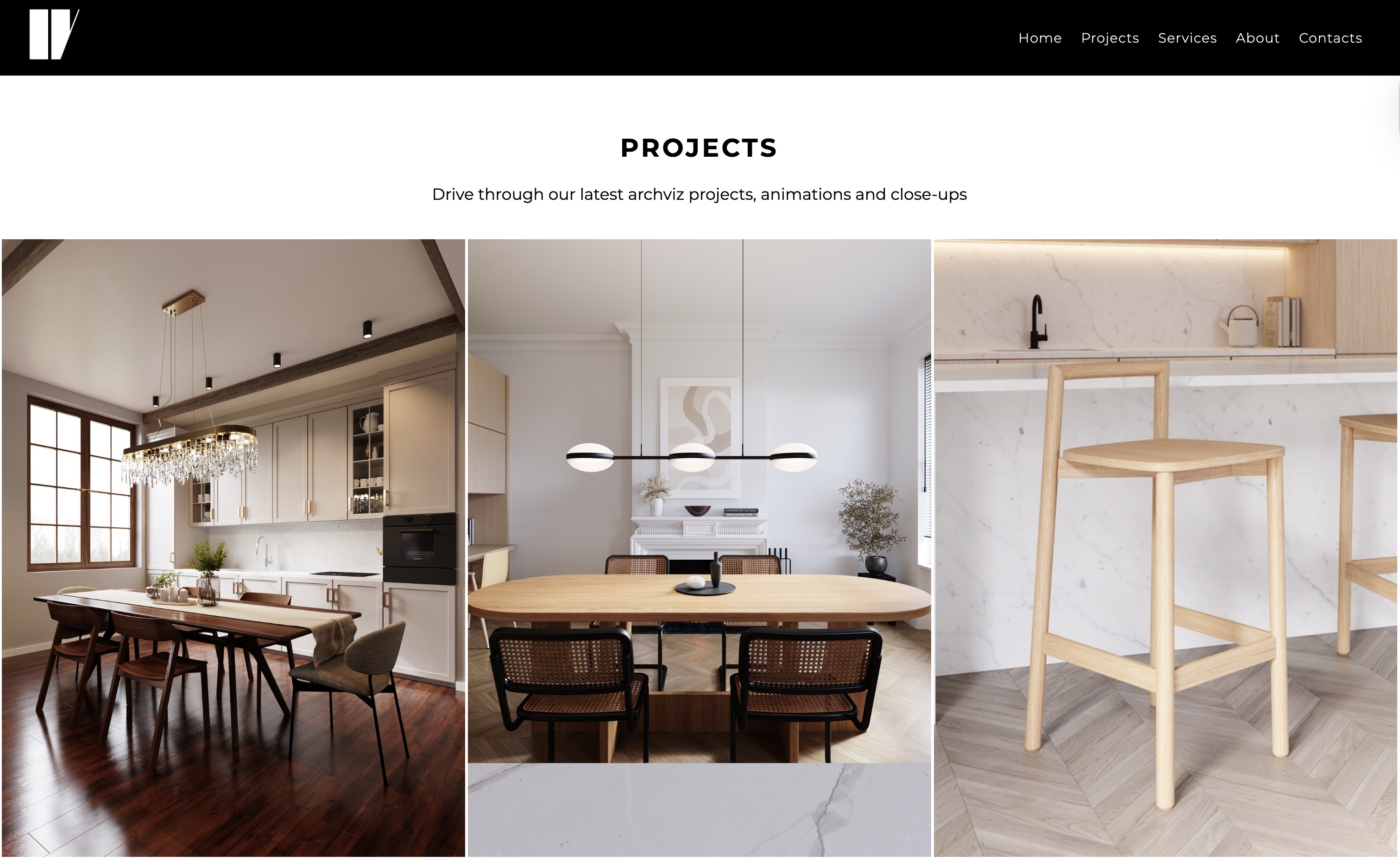 architectural visualisation and 3D portfolio website example
