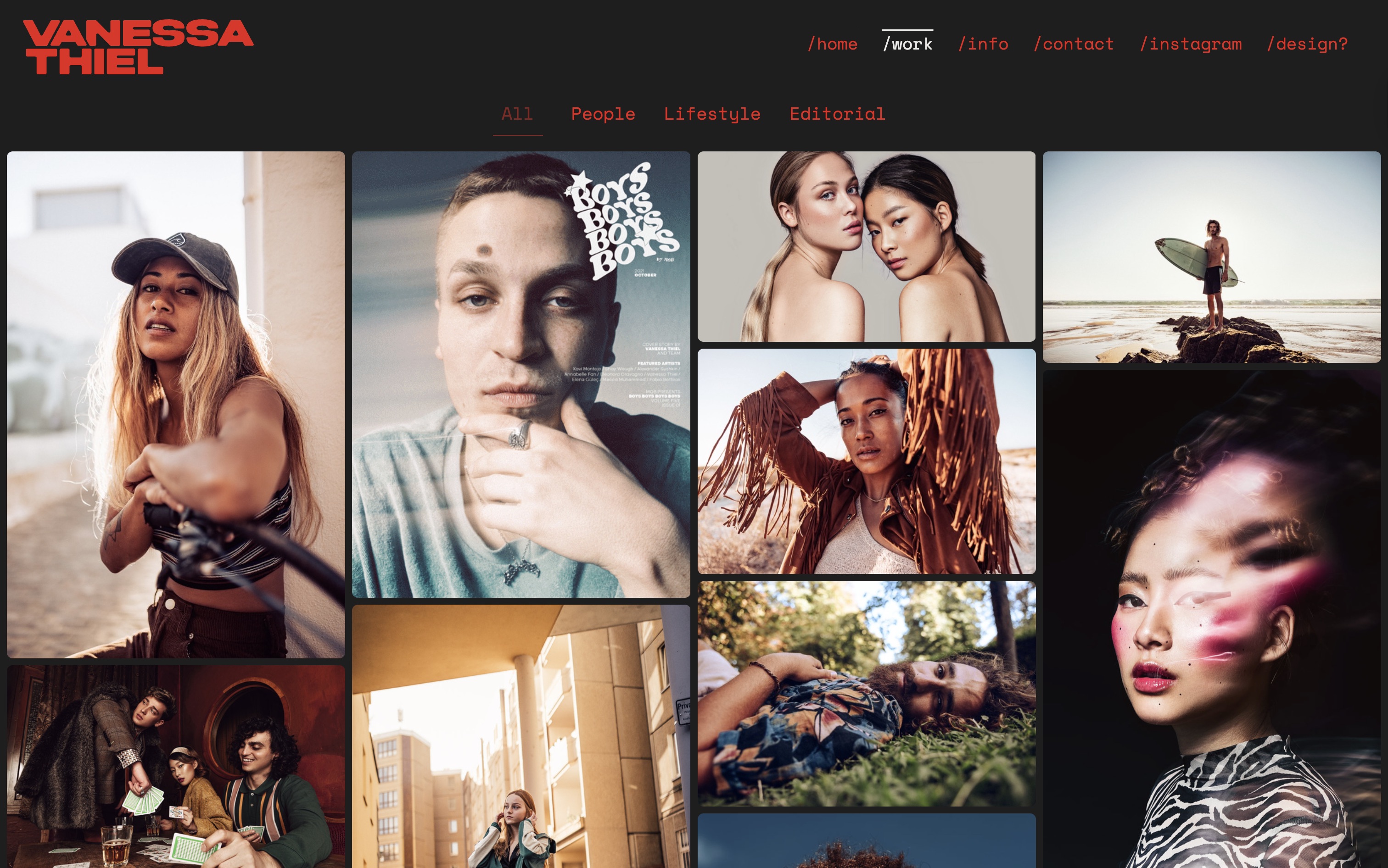Example of a photography portfolio website