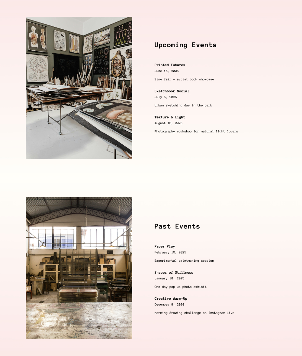 Highlight your events with Portfoliobox templates