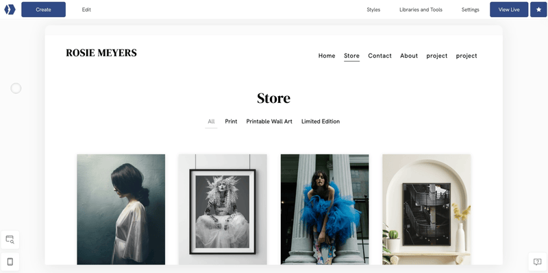 GIF showing the Portfoliobox dashboard with the product creation flow, navigating to Edit, clicking Edit Product, and clicking Add a New Product
