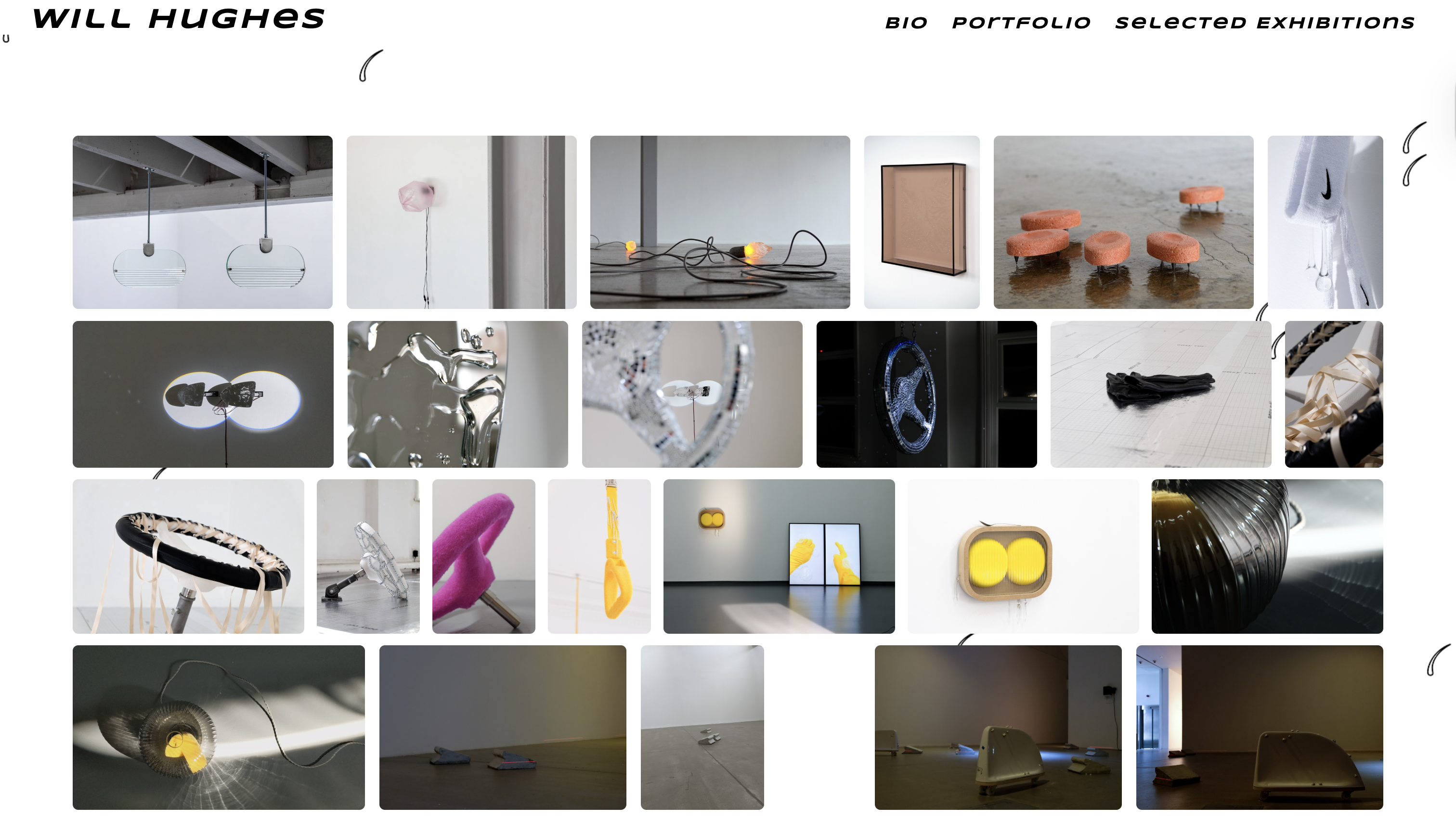 A screenshot of the artist portfolio of Will Hughes 