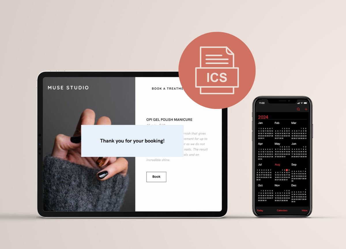 Ics file when booking
