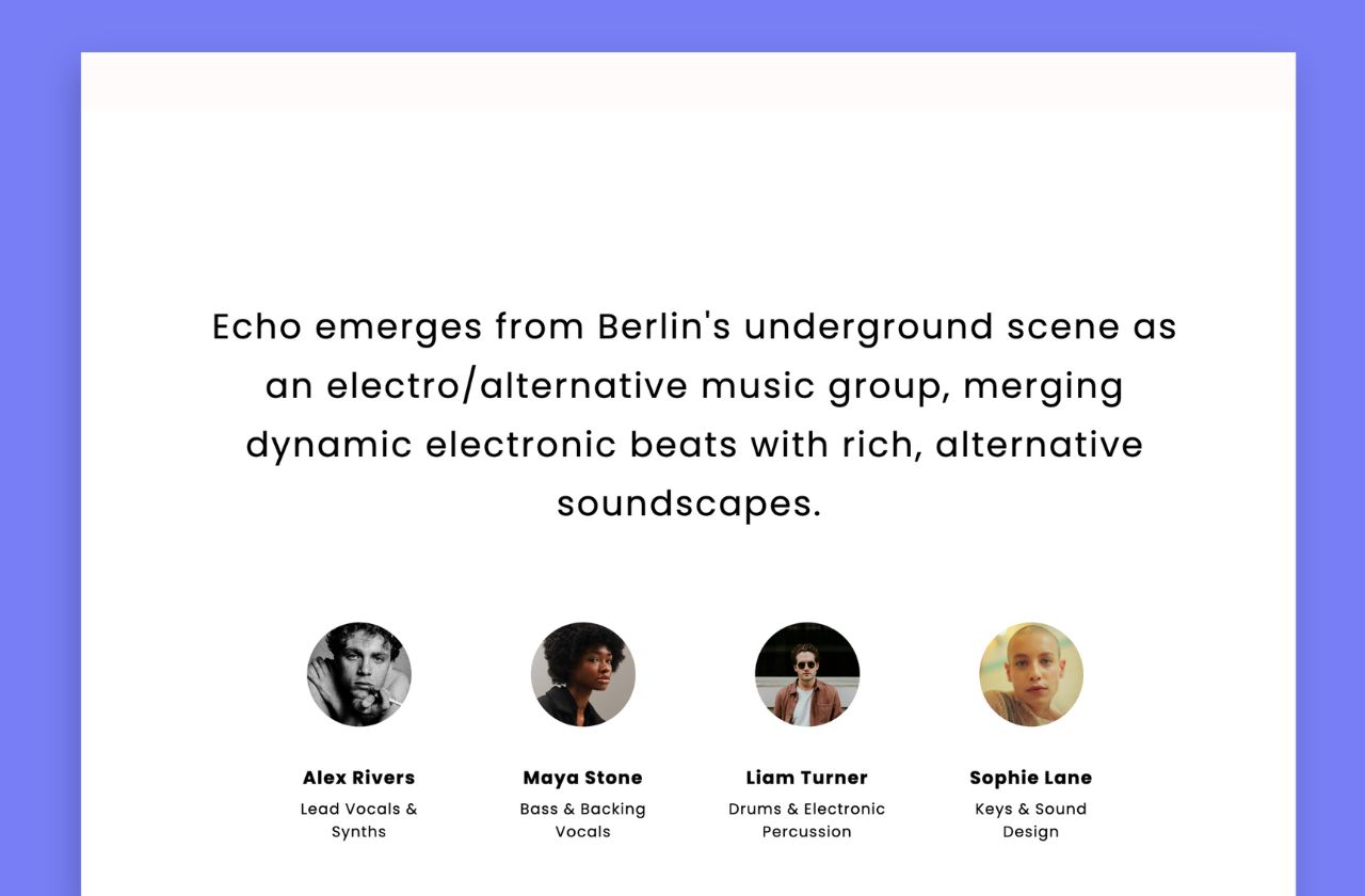 About Page - Music Demo Site Portfoliobox