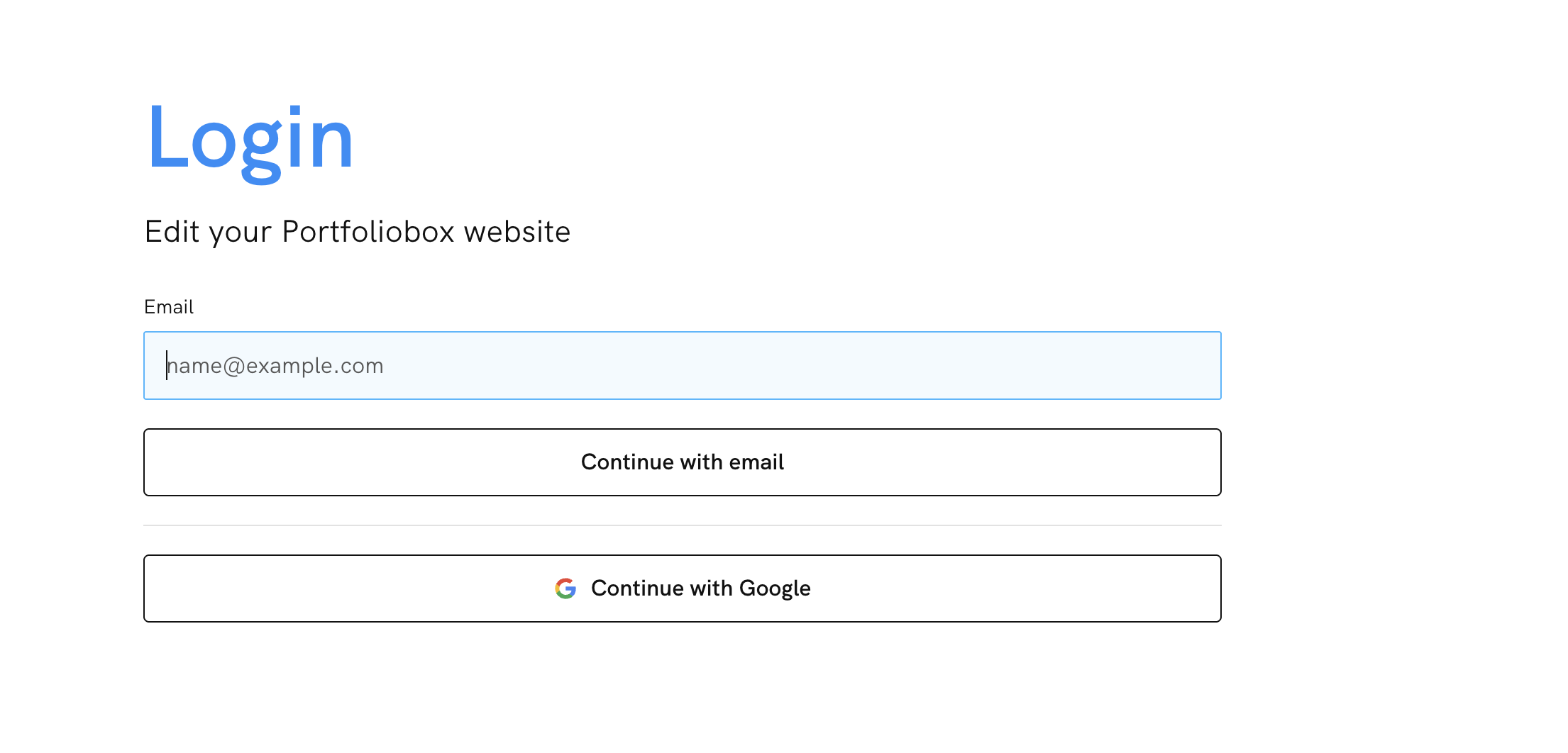 Login or Singup for Portfoliobox with your Google account 