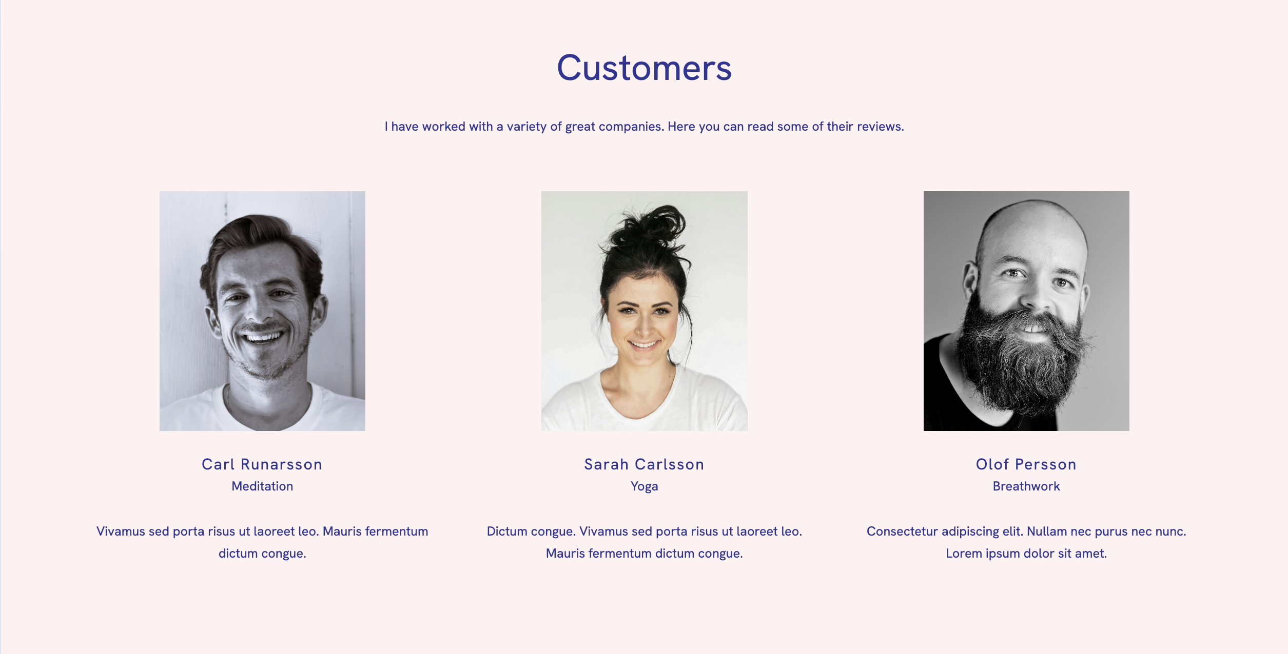 Testimonial Template in Portfoliobox