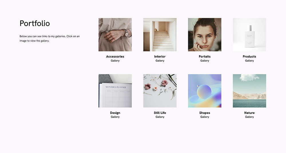 Squares Two Columns Template - Portfoliobox