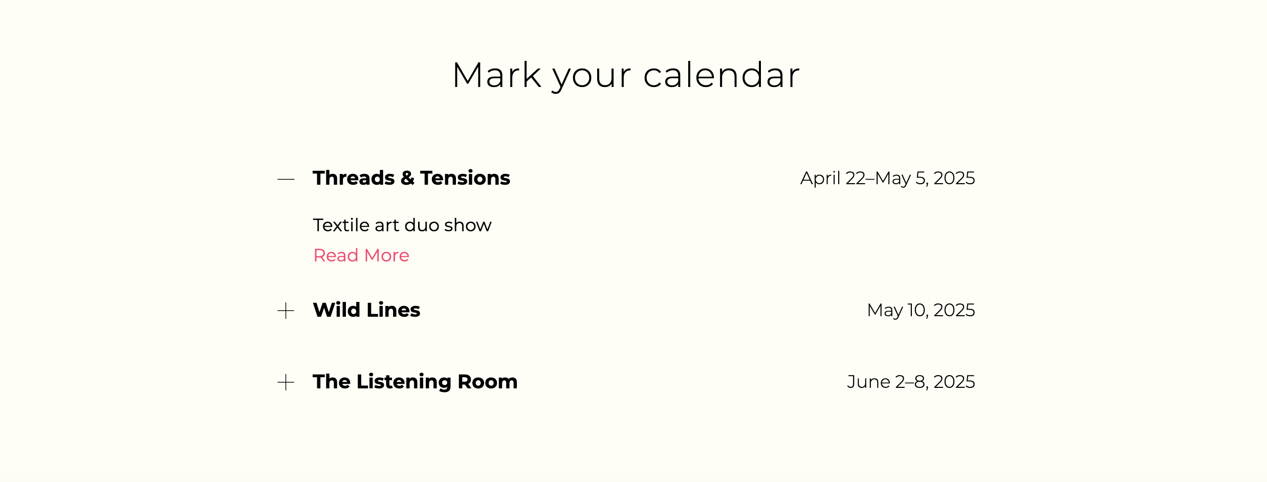 Highlight your events with Portfoliobox