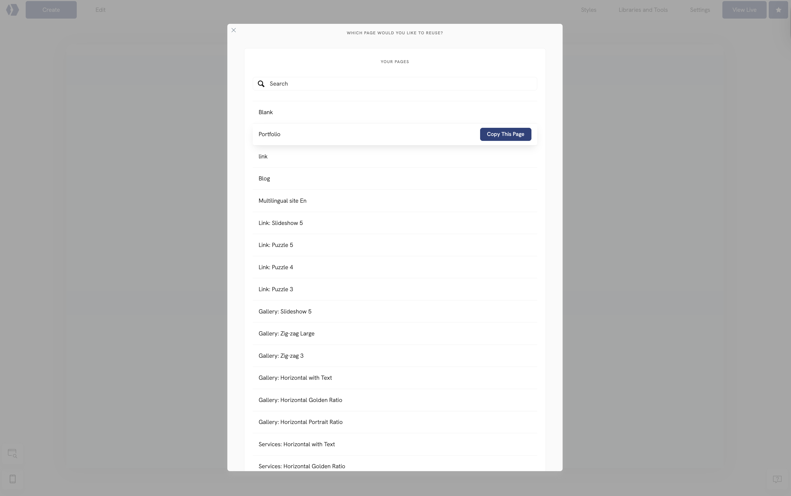 Duplicate a page in your portfolio website