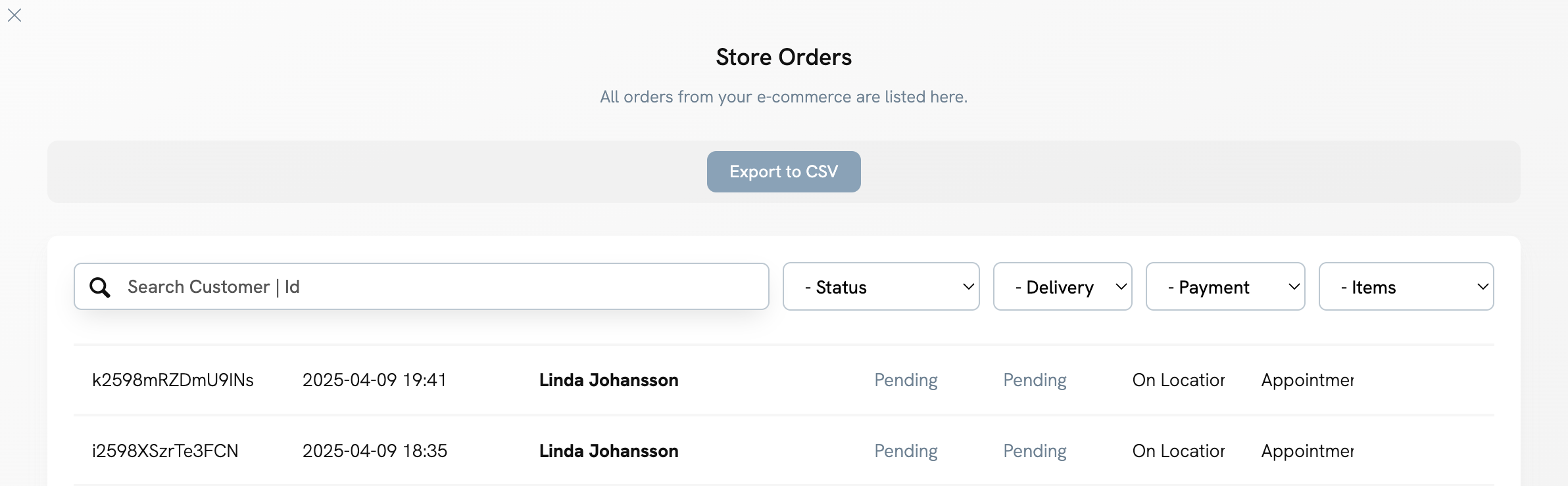 Export your orders in a CSV file with Portfoliobox
