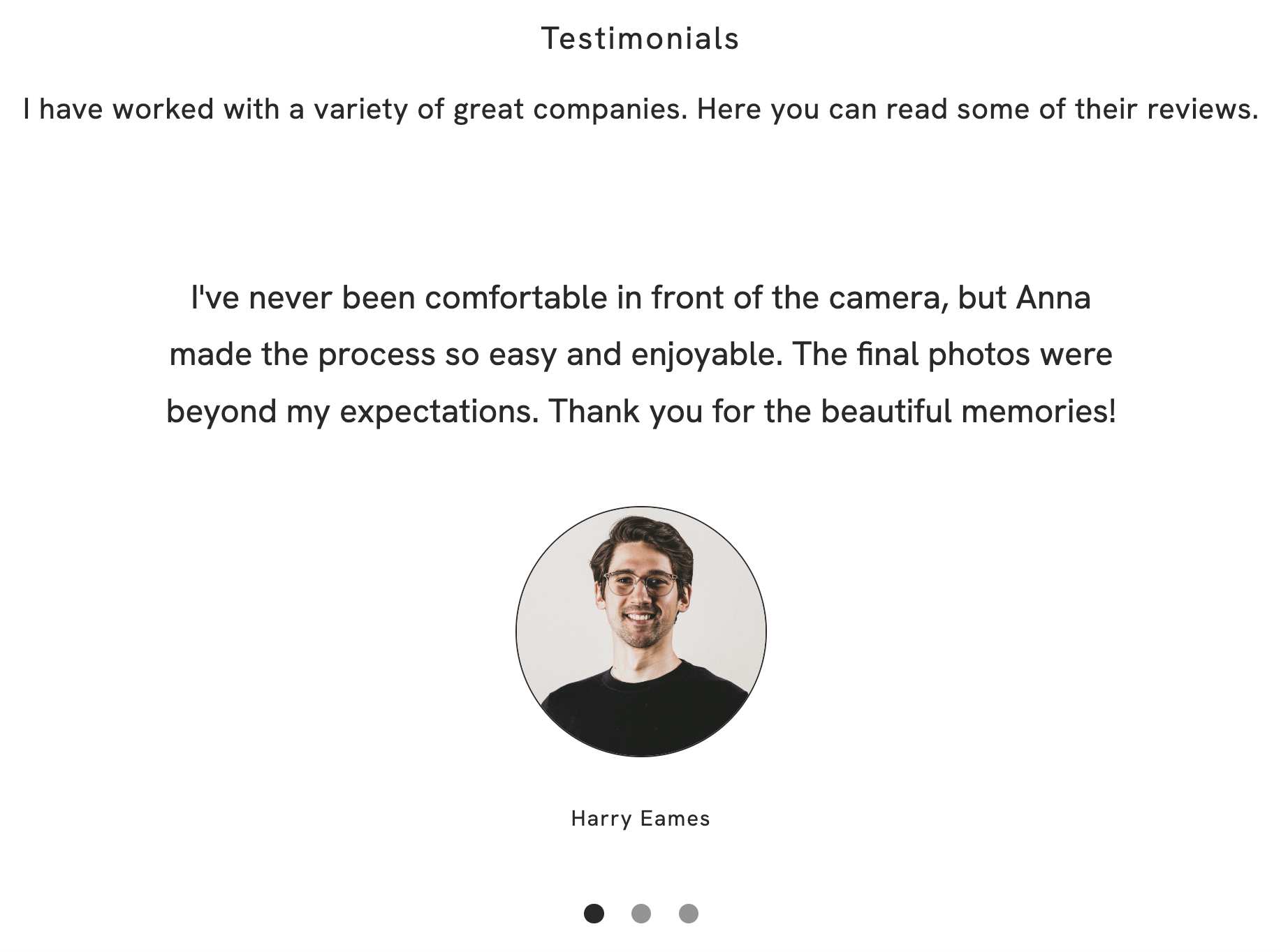 Testimonials Page Template