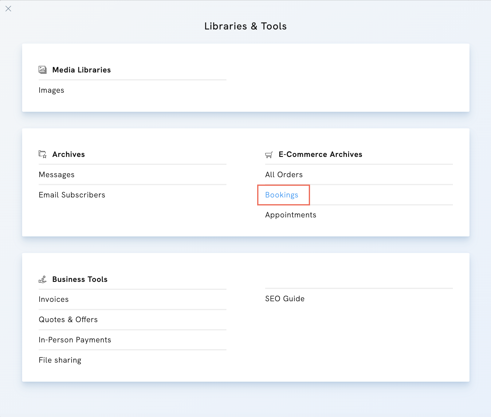 Find your Bookings on your Portfoliobox Website