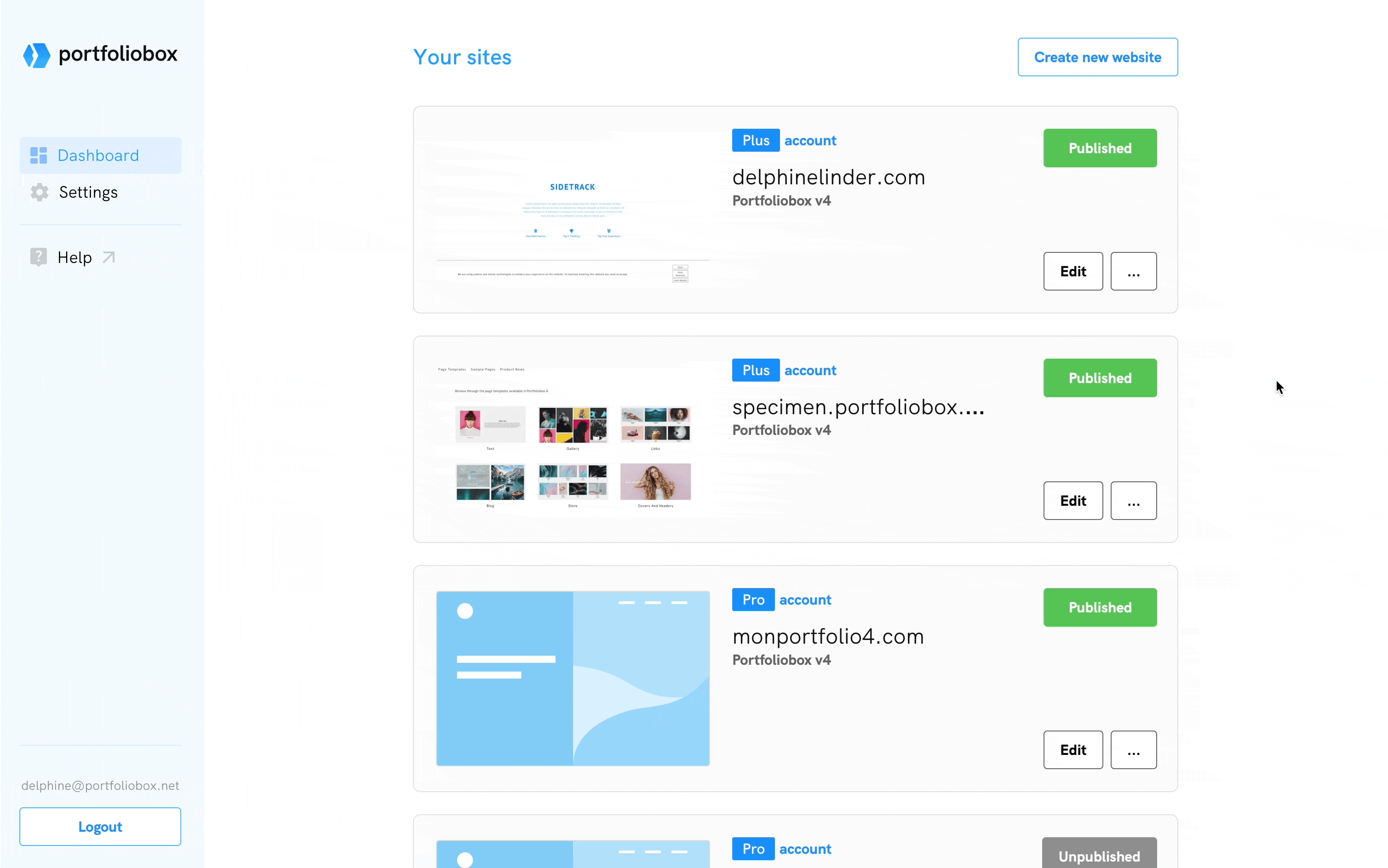 Log into a website from your Portfoliobox dashboard