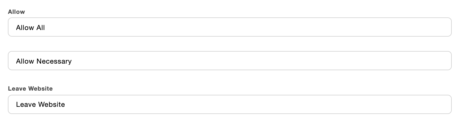 Edit cookie message buttons