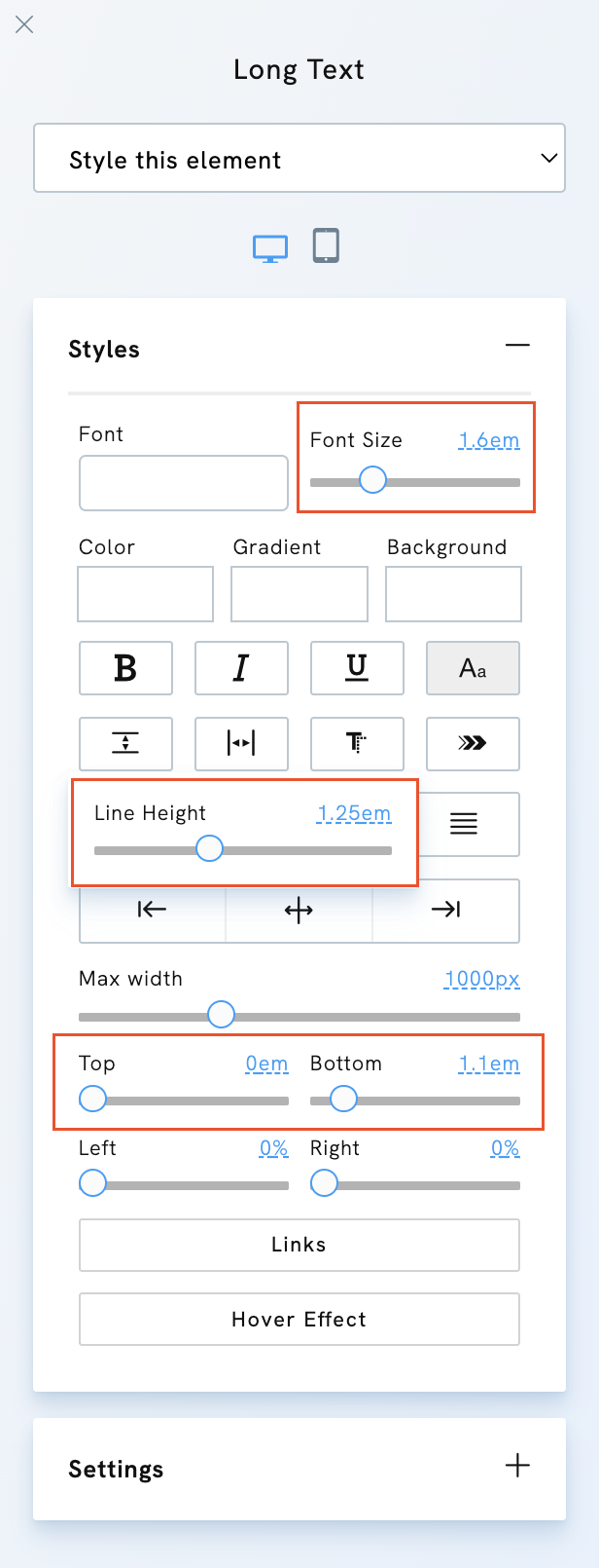 Understanding Styles unit in Portfoliobox