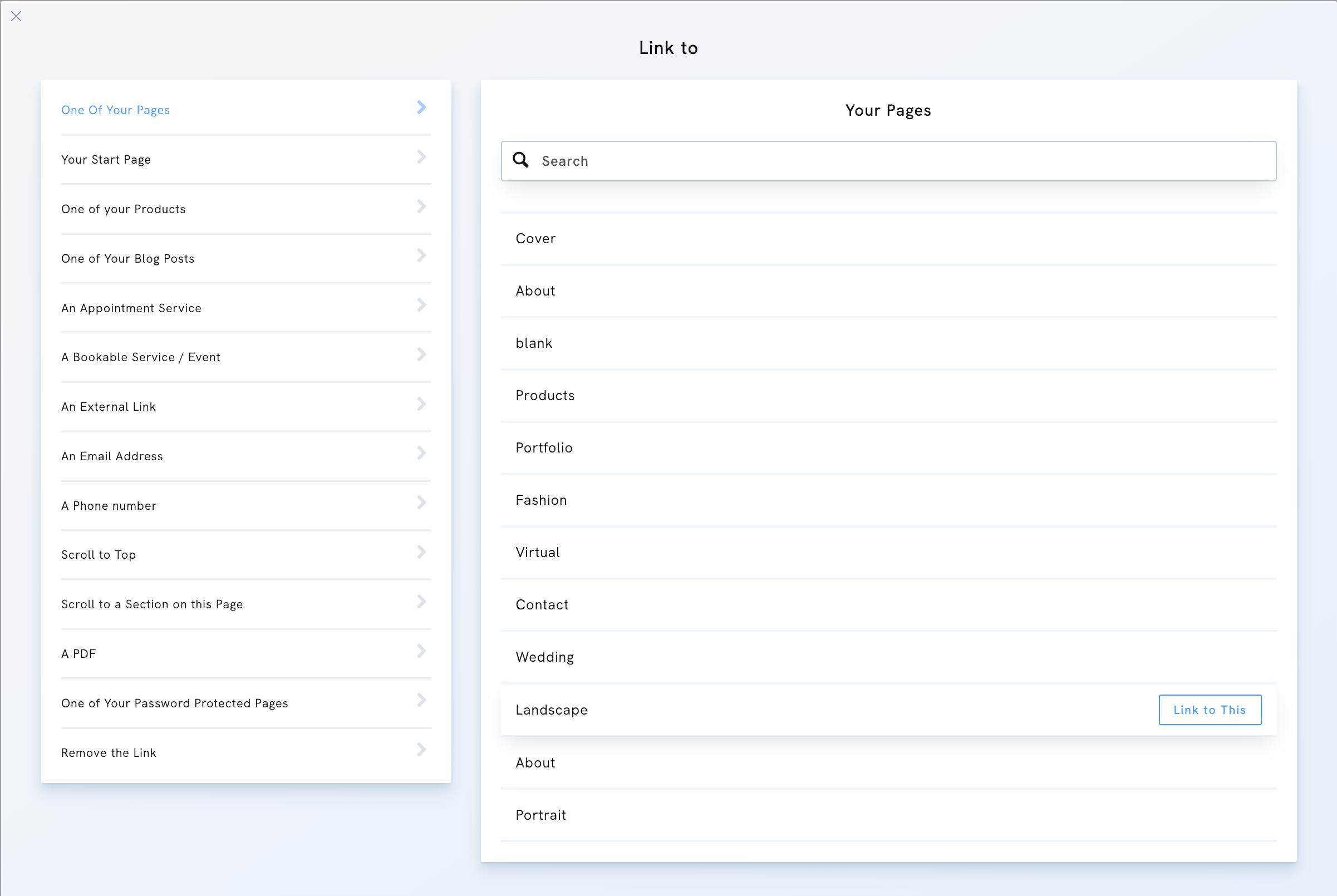 Link Editor in Portfoliobox
